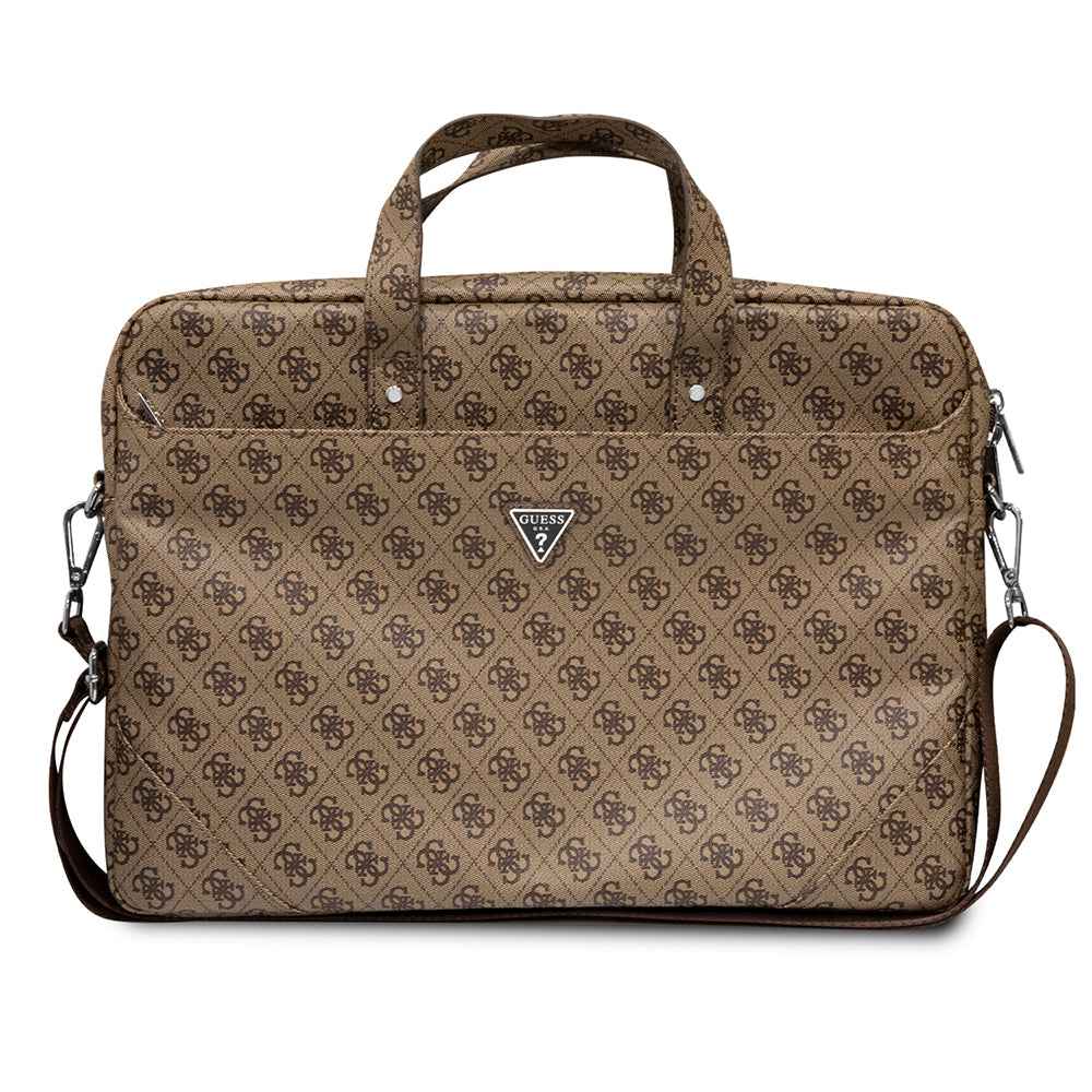 Guess Orjinal Lisanslı Sıcak Damgalı 4G Desenli Üçgen Logolu Omuz Askılı 15-16 inç Laptop Çantası