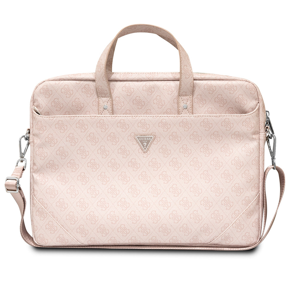 Guess Orjinal Lisanslı Sıcak Damgalı 4G Desenli Üçgen Logolu Omuz Askılı 15-16 inç Laptop Çantası