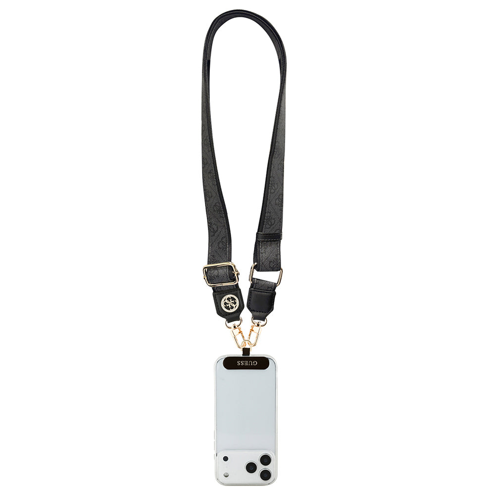 Guess Orjinal Lisanslı Taşlı 4G Metal Logolu Çapraz Vücut Telefon Askı Kayışı 150cm