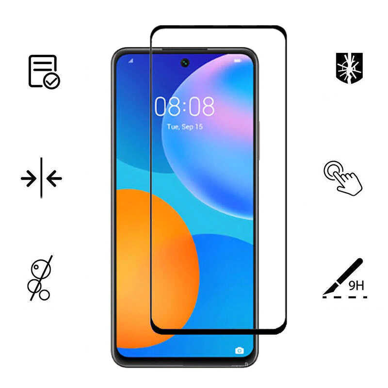 Huawei P Smart 2021 Zore Kenarları Kırılmaya Dayanıklı Cam Ekran Koruyucu