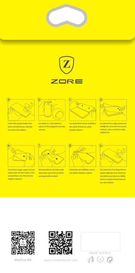 Huawei P20 Lite Zore Zum Body Ekran Koruyucu
