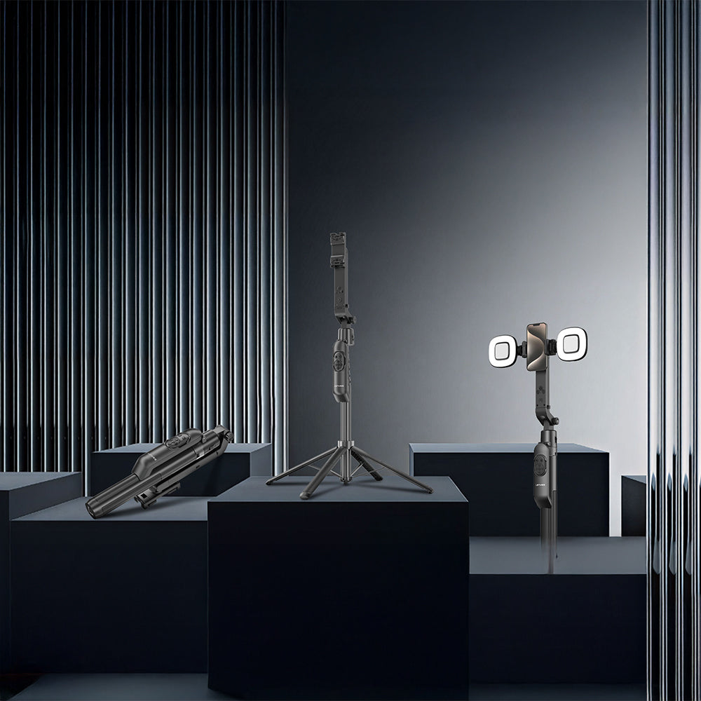 Lenyes LPH119 Yapay Zeka Destekli Dolgu Işıklı Kumandalı 360 Derece Dönebilen Selfie Çubuğu ve Tripod