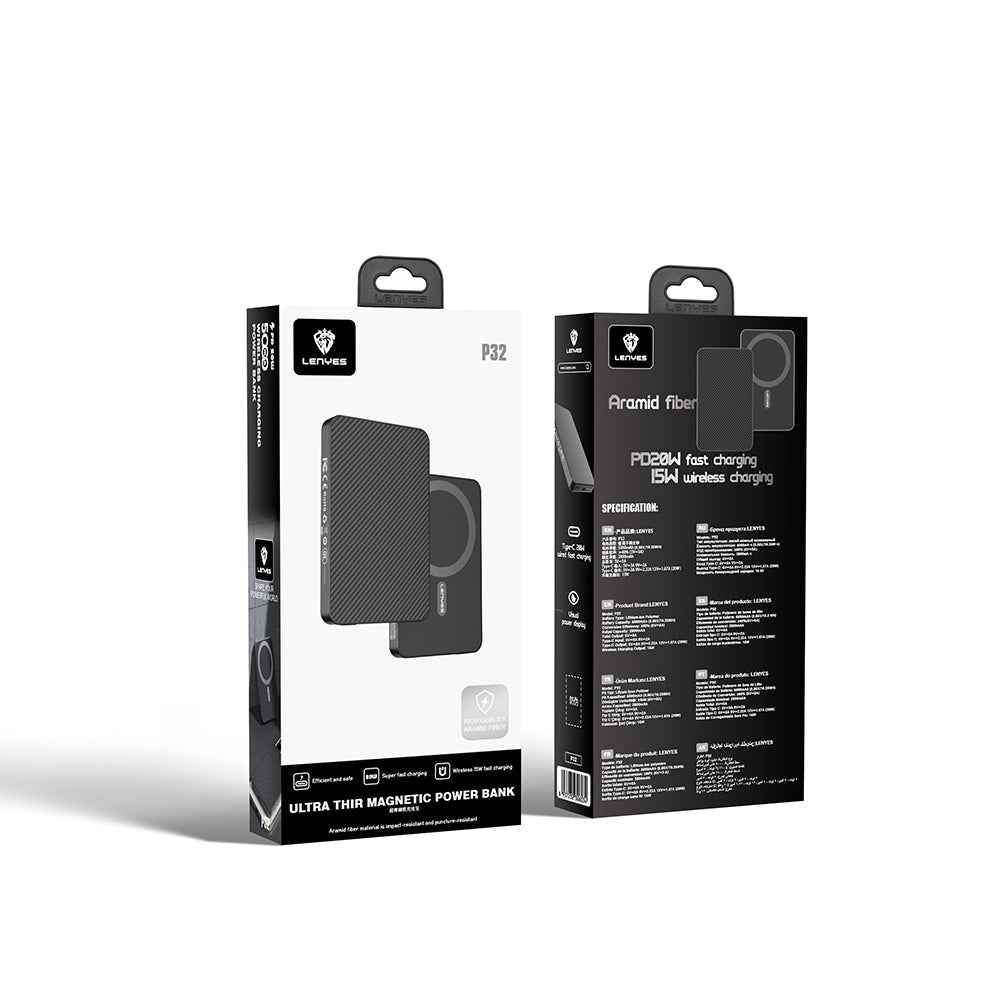 Lenyes P32 M-safe Şarj Özellikli Aramid Fiber Powerbank 15W 5000mAh