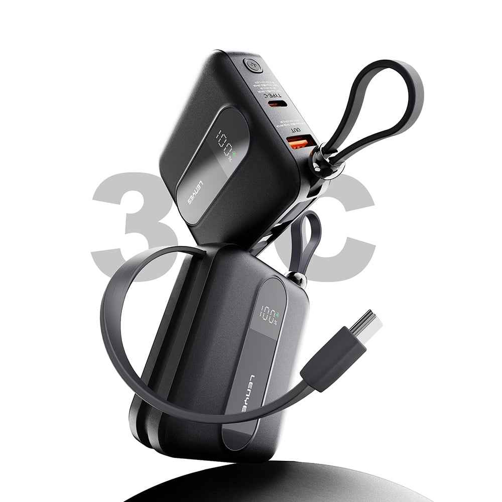 Lenyes P562L Dijital LED Göstergeli Type-C ve Lightning Kablolu Powerbank 22.5W 10000mAh