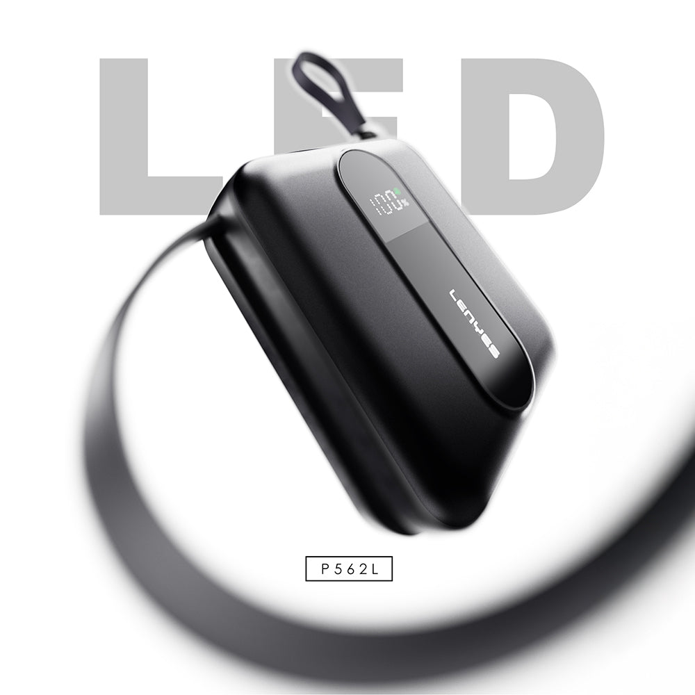 Lenyes P562L Dijital LED Göstergeli Type-C ve Lightning Kablolu Powerbank 22.5W 10000mAh