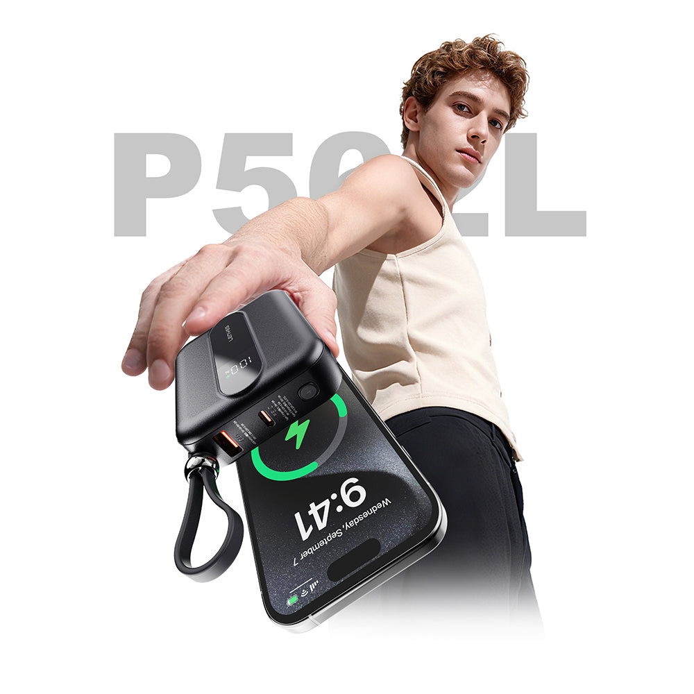 Lenyes P562L Dijital LED Göstergeli Type-C ve Lightning Kablolu Powerbank 22.5W 10000mAh