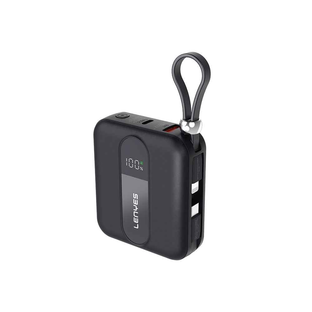 Lenyes P562L Dijital LED Göstergeli Type-C ve Lightning Kablolu Powerbank 22.5W 10000mAh