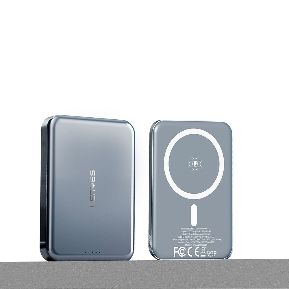 Lenyes PW0011D Ultra İnce LED Göstergeli Wireless Powerbank 15W 5000mAh