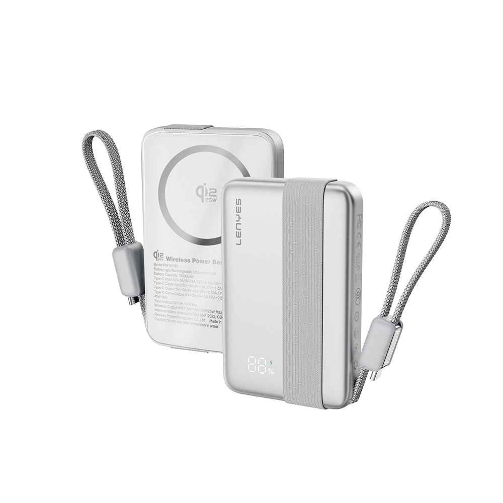Lenyes PW1019D PD 45W Qi2 Teknolojili Type-C Kablolu Wireless Powerbank 25W 10000mAh