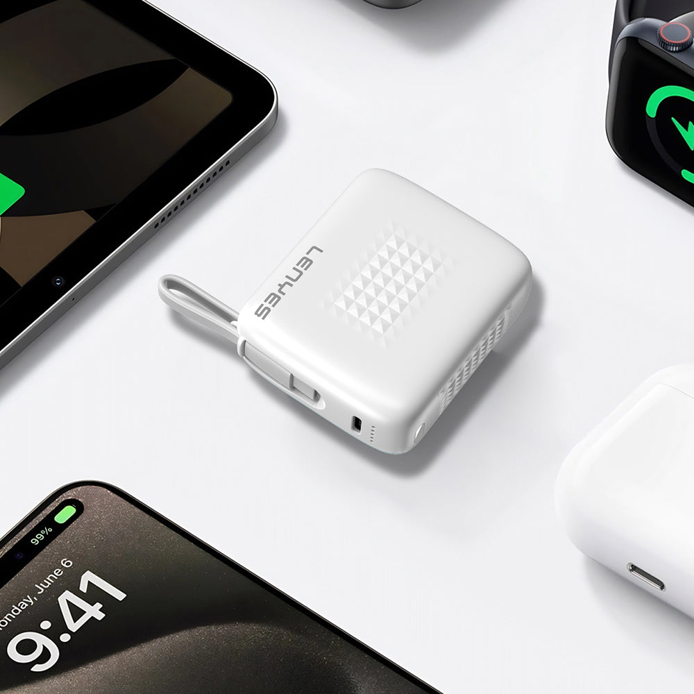 Lenyes PX169D PD 22.5W Hızlı Şarj Özellikli LED Göstergeli Type-C Kablolu Mini Taşınabilir Powerbank 10000mAh