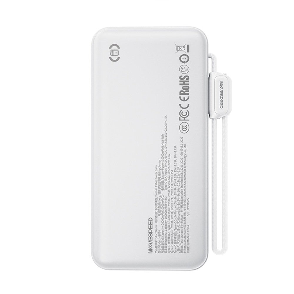 Movespeed MSP19 Dijital LED Göstergeli Type-C Kablolu Powerbank 22.5W 10.000mAh
