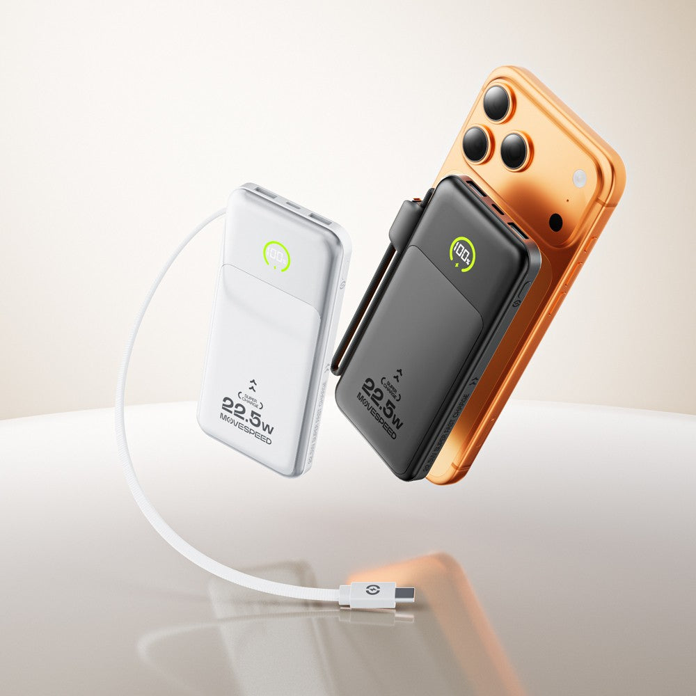 Movespeed MSP19 Dijital LED Göstergeli Type-C Kablolu Powerbank 22.5W 10.000mAh