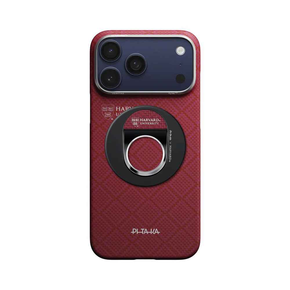 Pitaka Aramid Fiber Harvard Crimson Serisi MagEZ Grip 3 Magnetik Ring Stand Telefon Tutucu