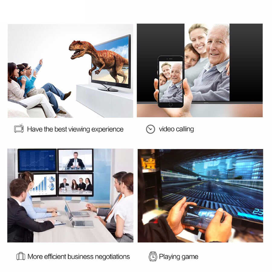 Qgeem QG-UA17 Type-C to VGA Adaptörü Yüksek Çözünürlüklü Dönüştürücü Kablo 1080p 60Hz 3 metre