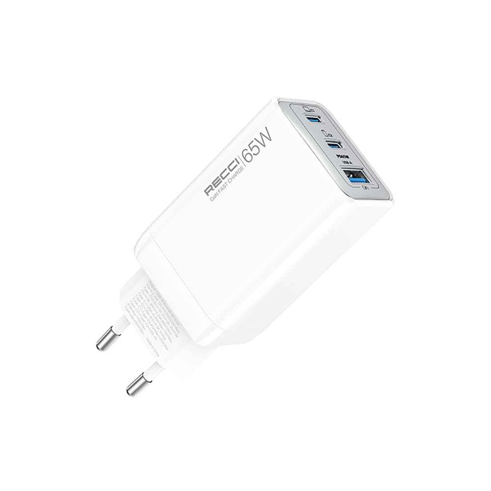 Recci RC123E Type-C PD GaN Teknolojili Mini Hızlı Şarj Seti 65W 1M