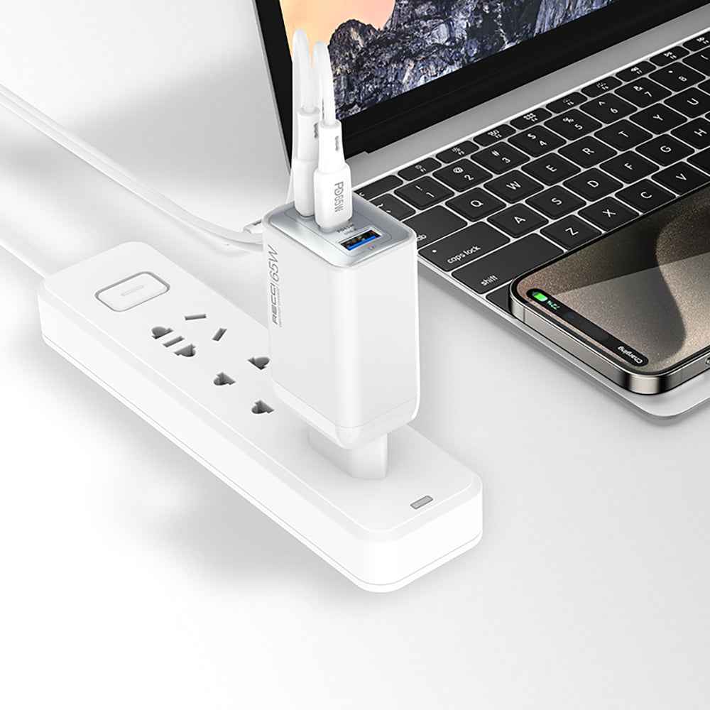 Recci RC123E Type-C PD GaN Teknolojili Mini Hızlı Şarj Seti 65W 1M