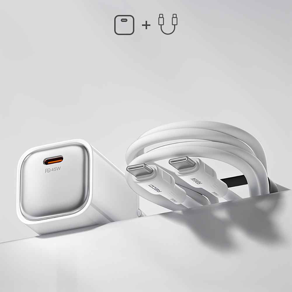 Recci RC132E Type-C PD GaN Teknolojili Mini Hızlı Şarj Seti 45W 1M