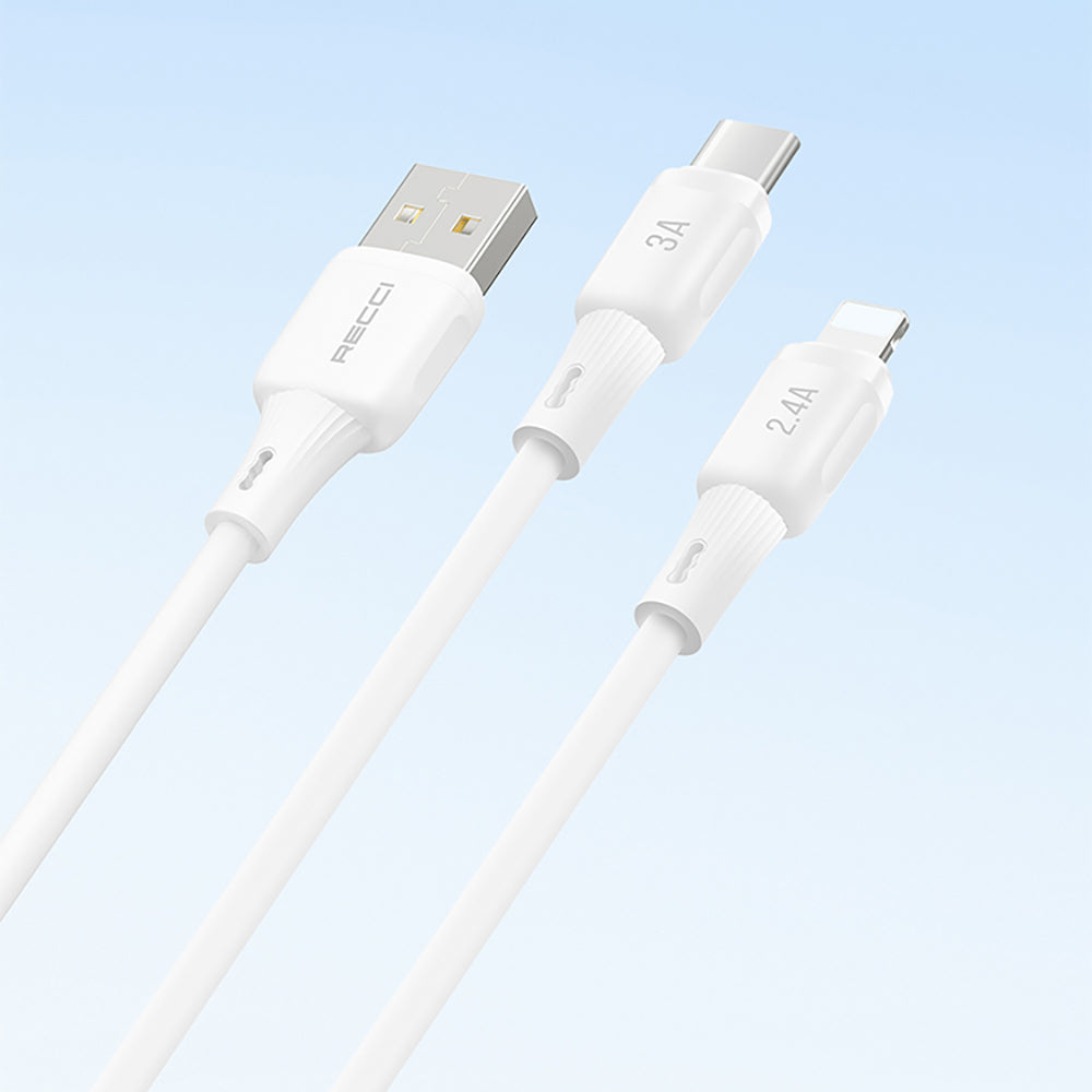 Recci RS52L USB-A to Lightning 2.4A Hızlı Şarj Özellikli Data ve Şarj Kablosu 1M