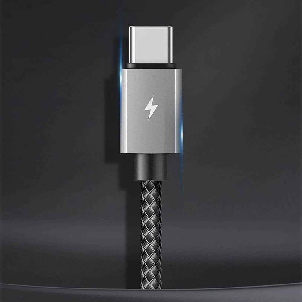 Recci RTC-P08CC Type-C to Type-C PD 100W 5A Hızlı Şarj Naylon Örgü Tasarım Şarj ve Data Kablosu 1.5M