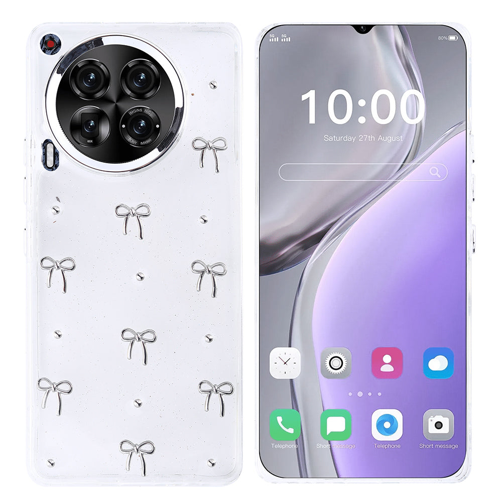 Tecno Camon 30 Kılıf Airbag Tasarımlı Simli Şeffaf Zore Kutup Kapak