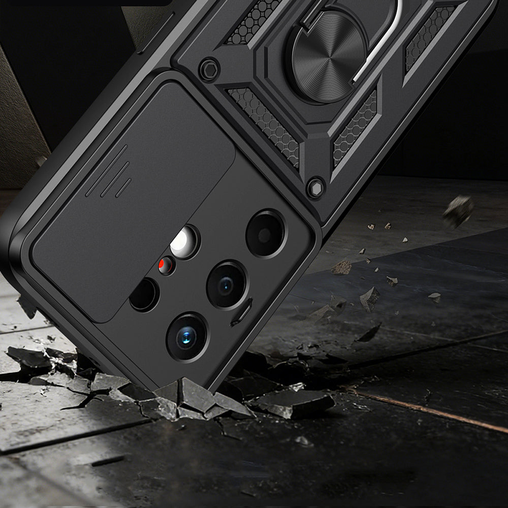 Tecno Camon 50 Kılıf Magnetik Standlı Kamera Korumalı Zore Sürgülü Vega Kapak