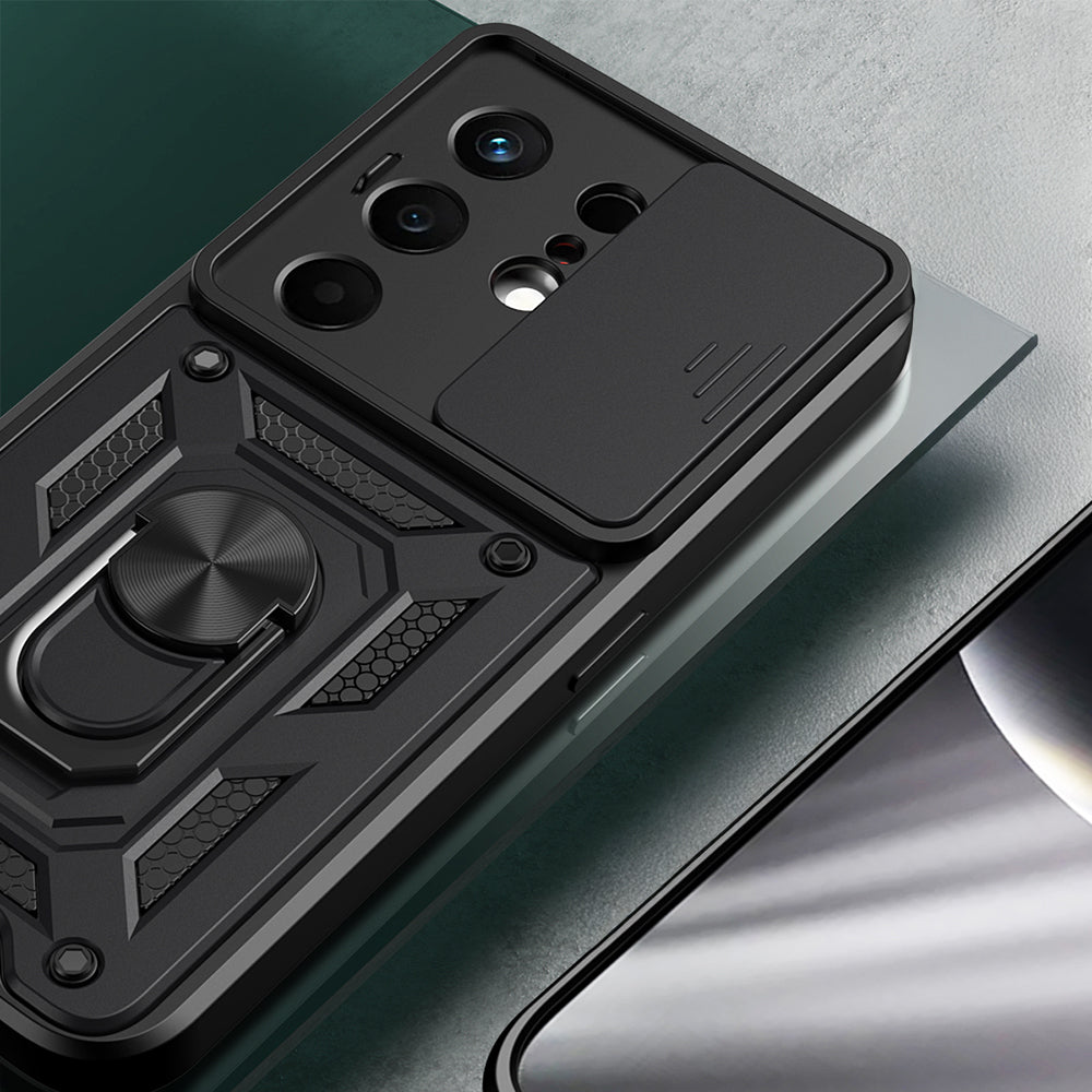 Tecno Camon 50 Kılıf Magnetik Standlı Kamera Korumalı Zore Sürgülü Vega Kapak