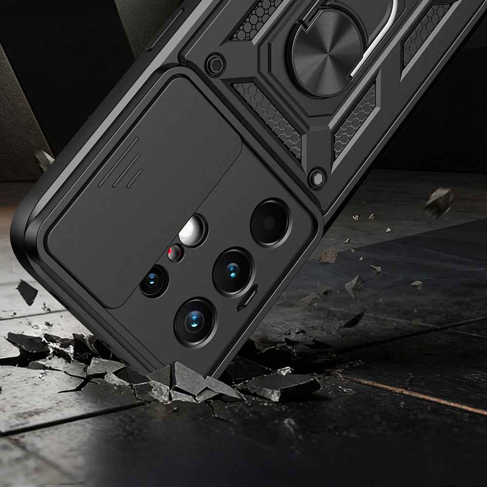 Tecno Camon 50 Pro Kılıf Magnetik Standlı Kamera Korumalı Zore Sürgülü Vega Kapak