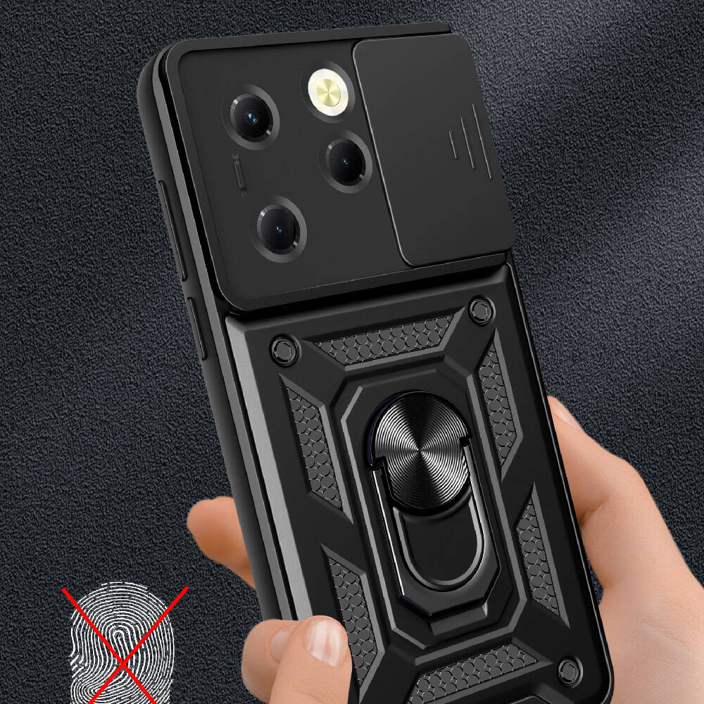 Tecno Spark 20 Pro 4G Kılıf Magnetik Standlı Kamera Korumalı Zore Sürgülü Vega Kapak