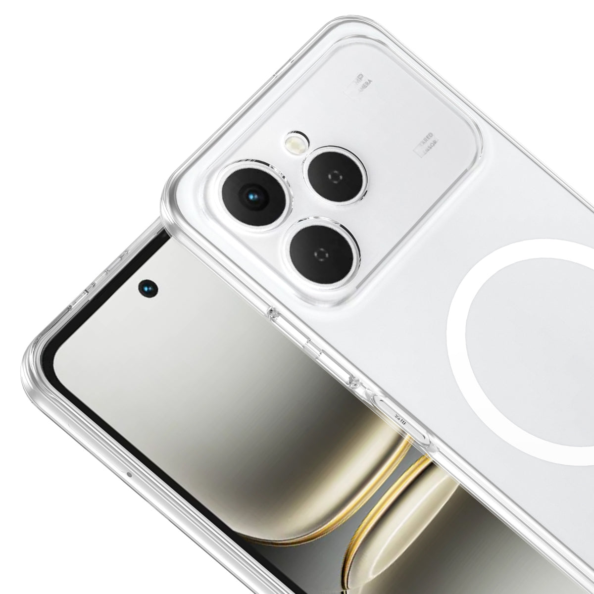 Tecno Spark 40 4G Kamera Korumalı M-Safe Şarj Özellikli Şeffaf Zore London Sert PC Kapak