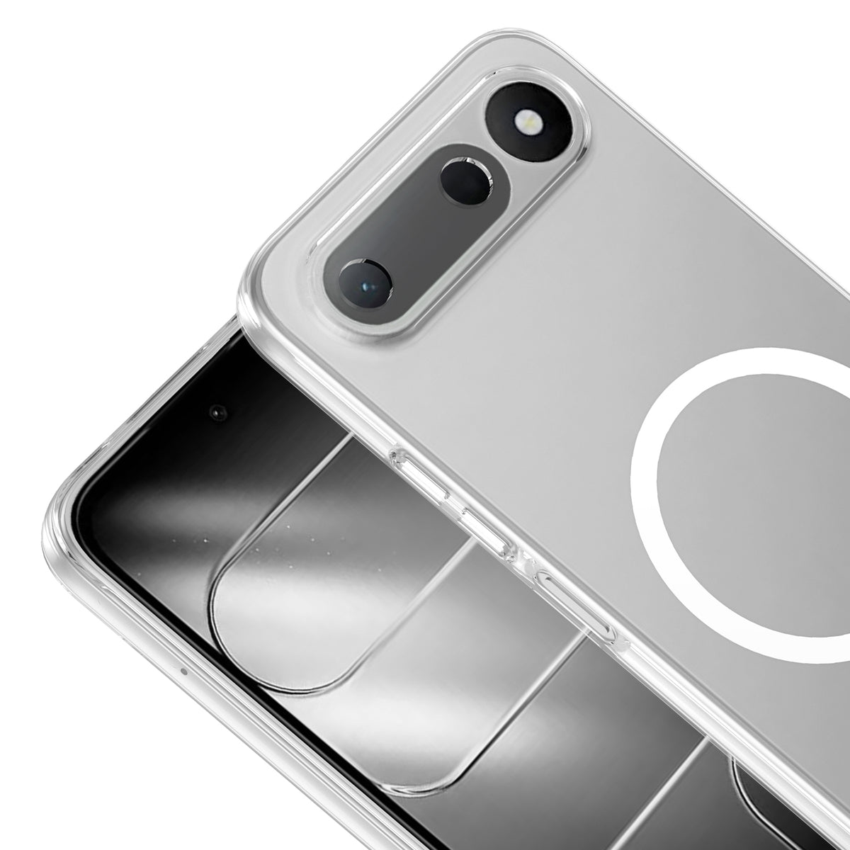 Tecno Spark 50 5G Kamera Korumalı M-Safe Şarj Özellikli Şeffaf Zore London Sert PC Kapak