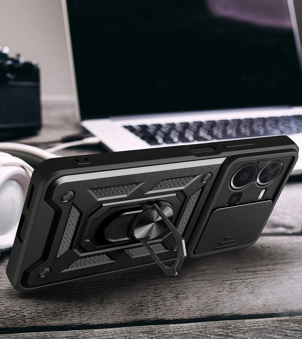 Vivo Y35 Kılıf Magnetik Standlı Kamera Korumalı Zore Sürgülü Vega Kapak