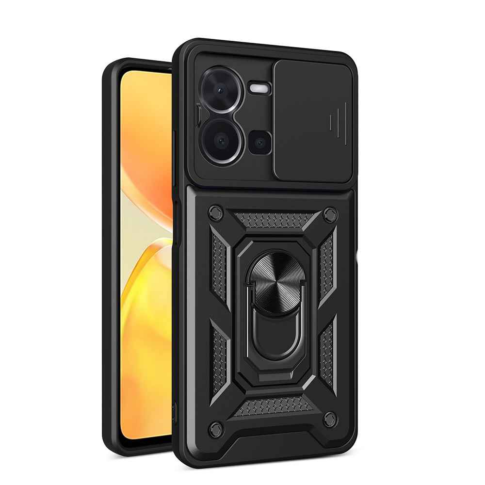 Vivo Y35 Kılıf Magnetik Standlı Kamera Korumalı Zore Sürgülü Vega Kapak