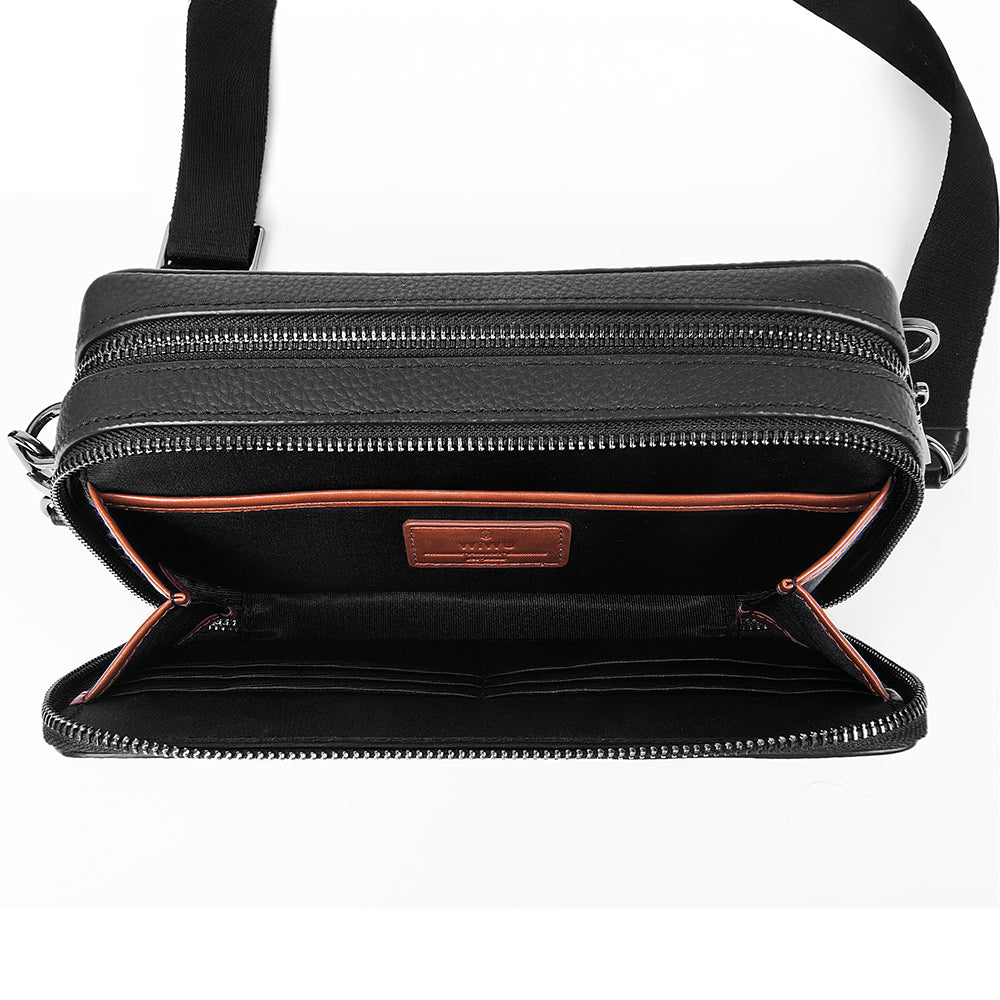 Wiwu Master Genuie Leather Serisi Parmak İzi Kilitli Çok Fonksiyonlu Deri Çapraz Vücut Çantası
