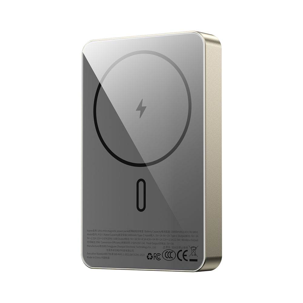 Wiwu P15-1 LED Işık Göstergeli Ultra İnce PD 20W Kablosuz Powerbank 10000mAh 15W