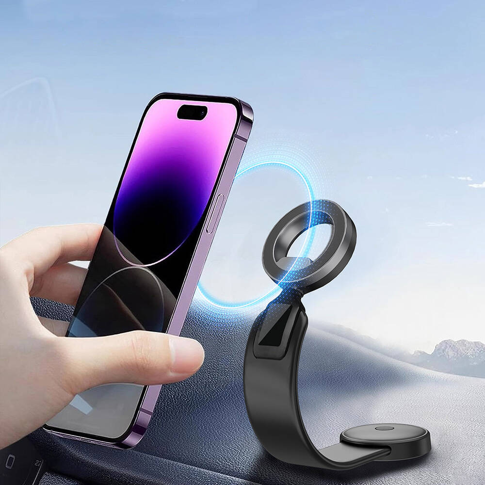 Wiwu Wi-CH053 Mago Serisi Magnetik M-safe Uyumlu Bükülebilen Eğimi ve Düz Zemin Araç Telefon Tutacağı