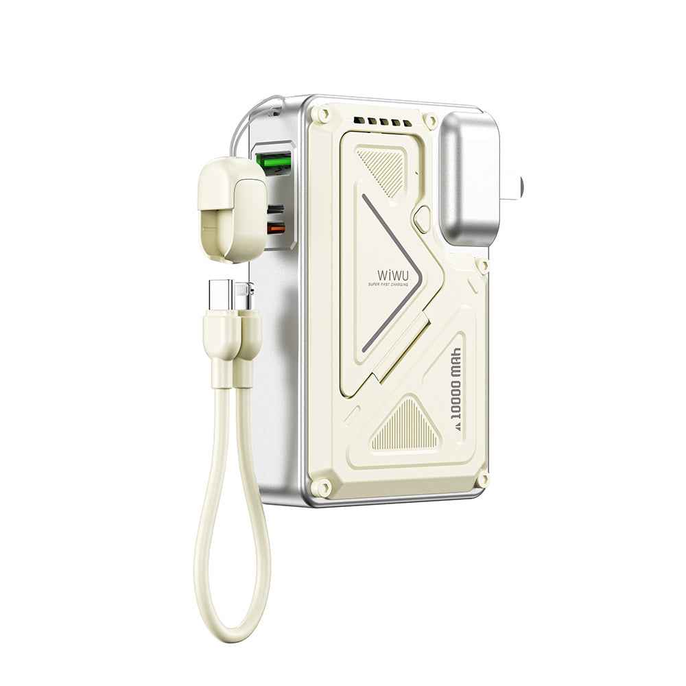 Wiwu Wi-P057 Knight Serisi Taşınabilir Wireless Type-C ve Lightning Kablolu Standlı PD Powerbank 35W 10000mAh