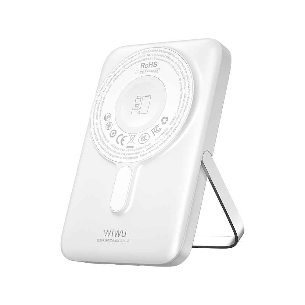 Wiwu Wi-P077 Pionner Serisi Taşınabilir Wireless Şarj ve PD 20W Hızlı Şarj Özellikli Standlı Powerbank 15W 10000mAh