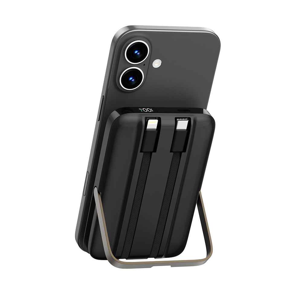 Wiwu Wi-P077 Pionner Serisi Taşınabilir Wireless Şarj ve PD 20W Hızlı Şarj Özellikli Standlı Powerbank 15W 10000mAh