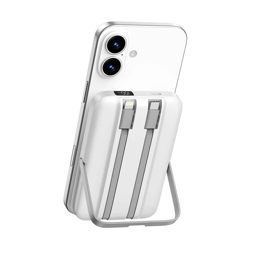 Wiwu Wi-P077 Pionner Serisi Taşınabilir Wireless Şarj ve PD 20W Hızlı Şarj Özellikli Standlı Powerbank 15W 10000mAh