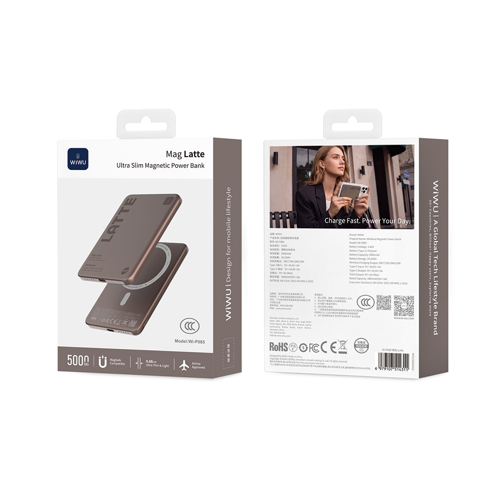 Wiwu Wi-P085 MagPearl Serisi Ultra İnce Wireless Kablosuz Powerbank 5000mAh 15W