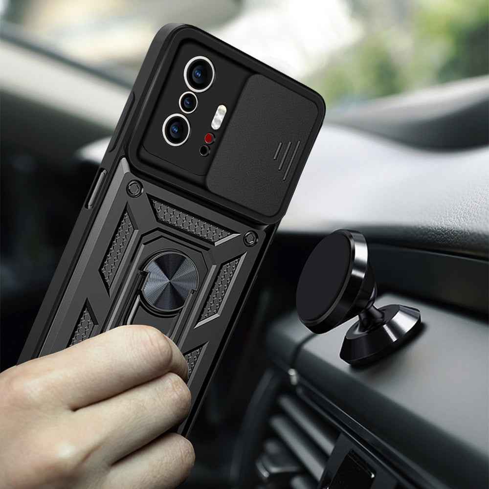 Xiaomi 11T Pro 5G Kılıf Magnetik Standlı Kamera Korumalı Zore Sürgülü Vega Kapak