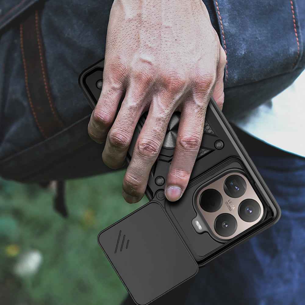 Xiaomi 15T Pro Kılıf Magnetik Standlı Kamera Korumalı Zore Sürgülü Vega Kapak