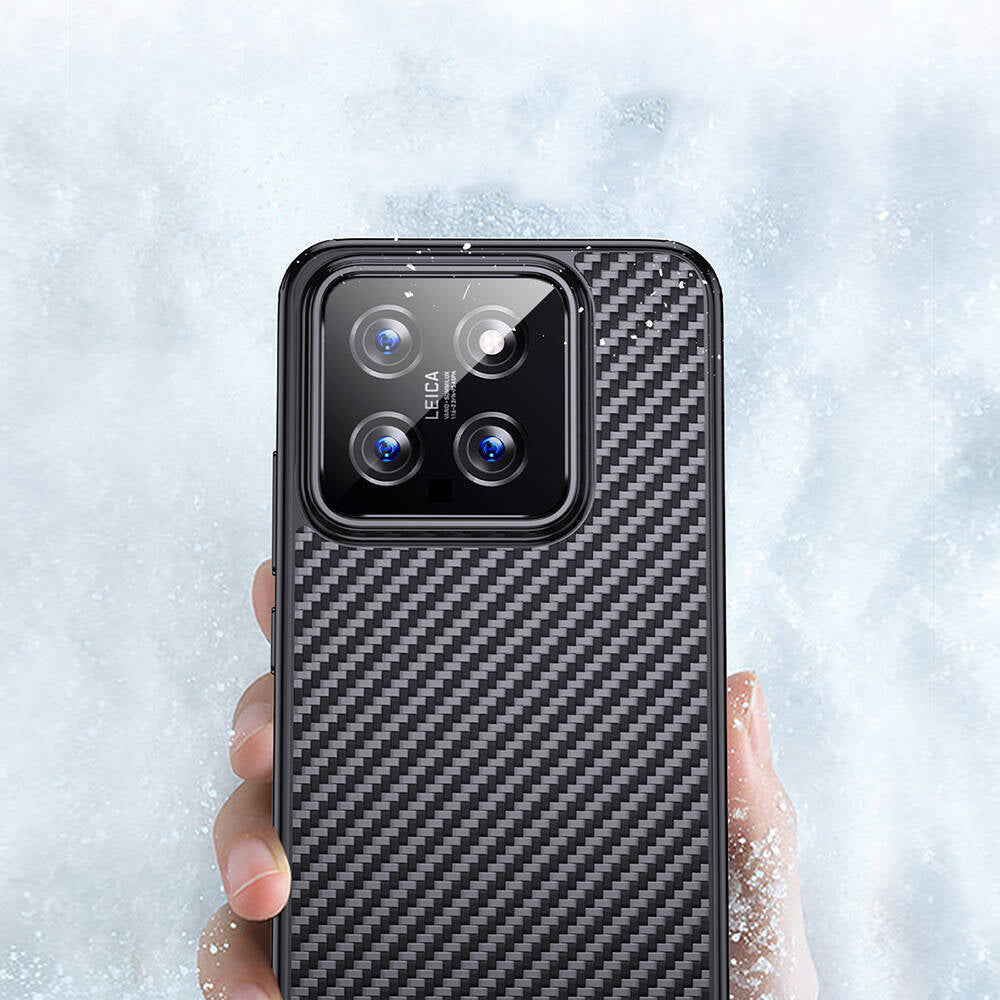 Xiaomi Mi 14 Kılıf Aramid Karbon Fiber M-safe Özellikli Wlons Radison Kapak