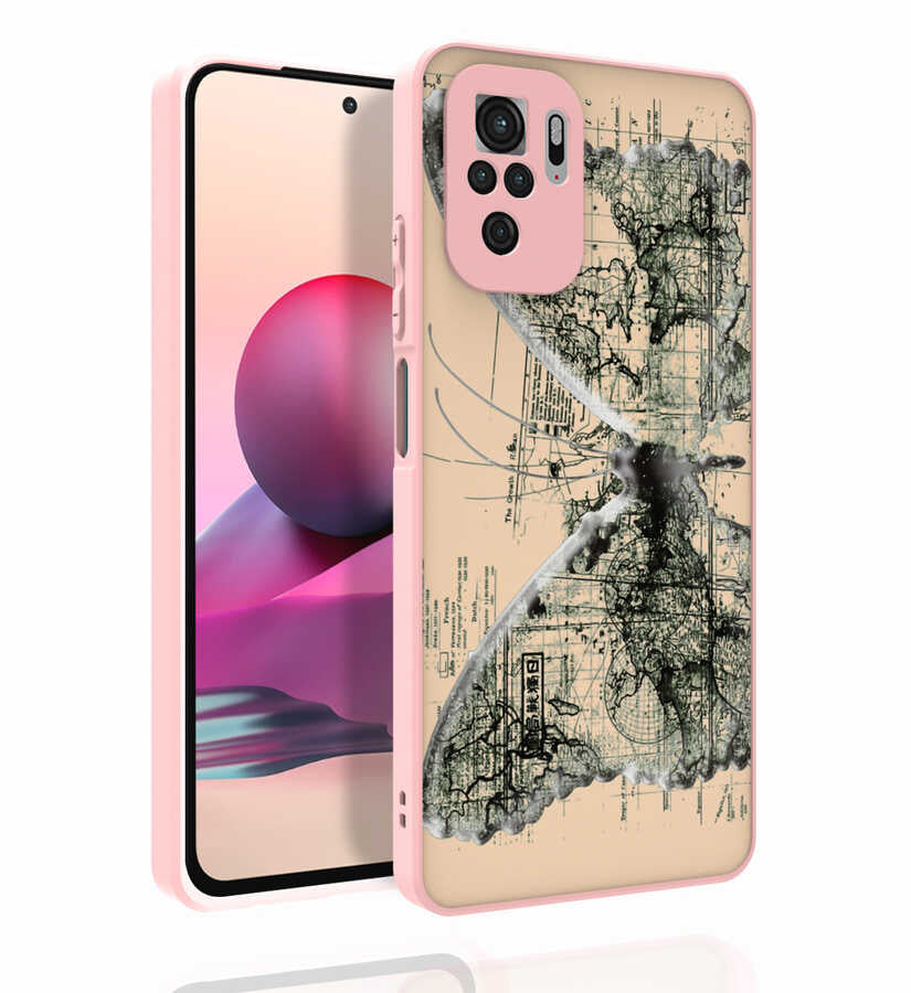 Xiaomi Poco M5S Kılıf Desenli Kamera Korumalı Parlak Zore Nora Kapak