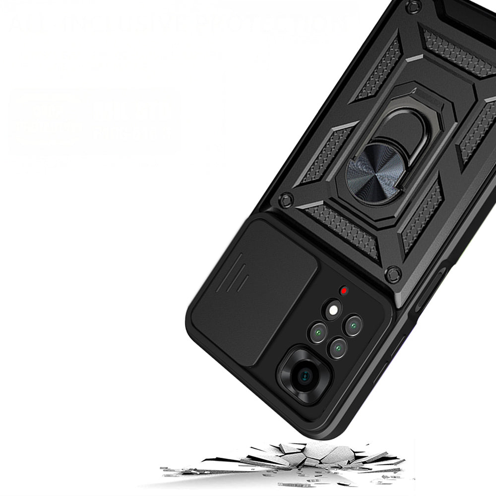 Xiaomi Redmi Note 11S Global Kılıf Magnetik Standlı Kamera Korumalı Zore Sürgülü Vega Kapak