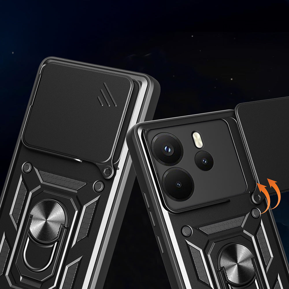 Xiaomi Redmi Note 14 4G Kılıf Magnetik Standlı Kamera Korumalı Zore Sürgülü Vega Kapak