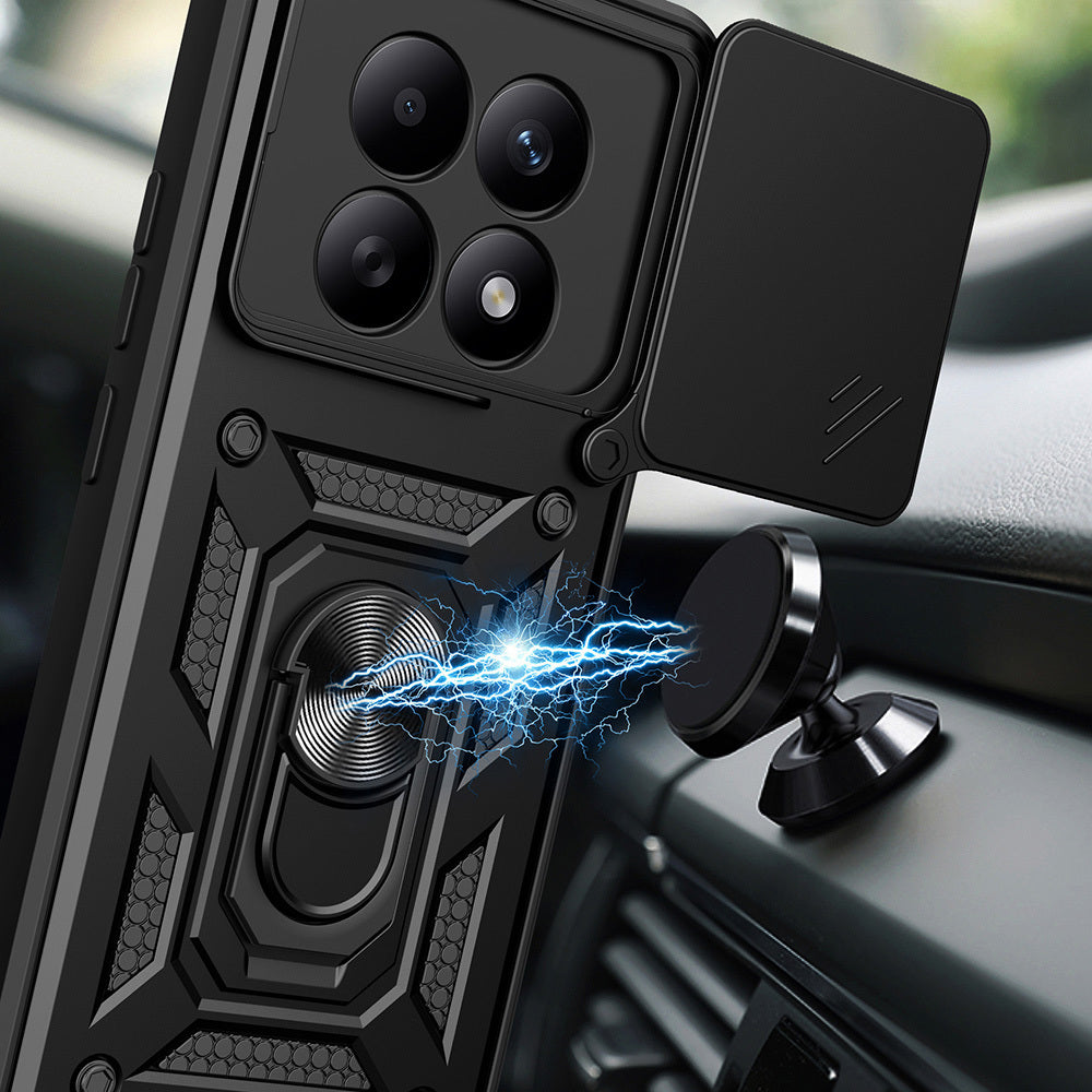 Xiaomi Redmi Note 15 4G Kılıf Magnetik Standlı Kamera Korumalı Zore Sürgülü Vega Kapak