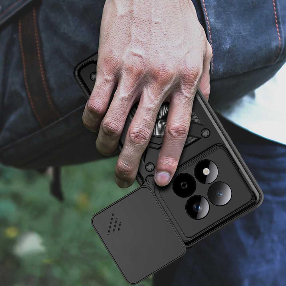 Xiaomi Redmi Note 15 Pro 4G Kılıf Magnetik Standlı Kamera Korumalı Zore Sürgülü Vega Kapak