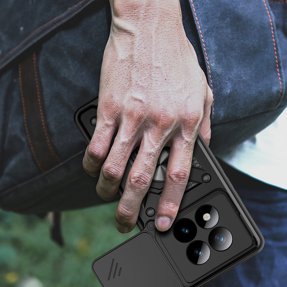 Xiaomi Redmi Note 15 Pro Plus Kılıf Magnetik Standlı Kamera Korumalı Zore Sürgülü Vega Kapak
