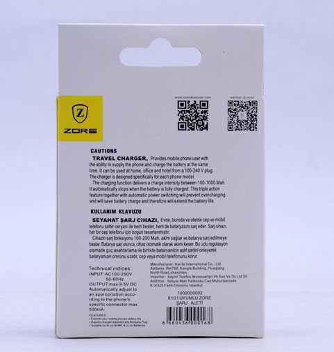 Zore ZR-6101 Uyumlu Ev Şarj Aleti